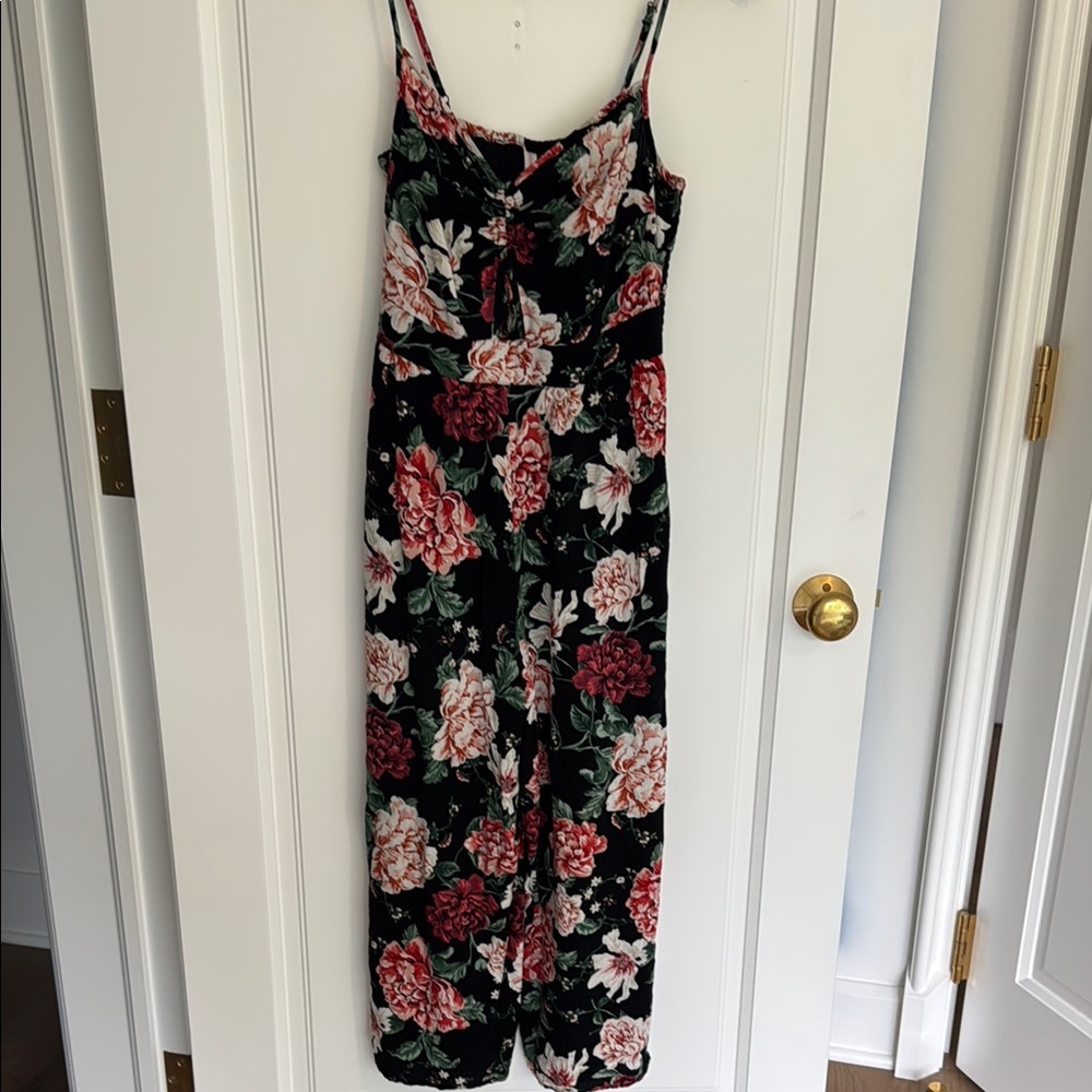 Target Black and Red Jumpsuit cropped Floral Elegance